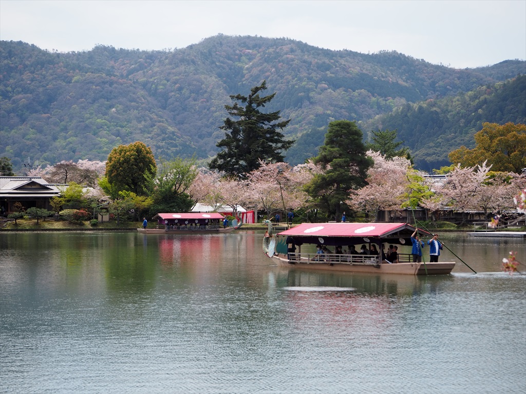 大覚寺の華道祭　舟上の風景